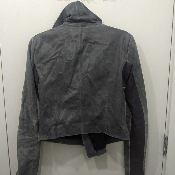 VEDA Max Classic Leather Jacket - Grey/Blue Sz M - Picture 6 of 10